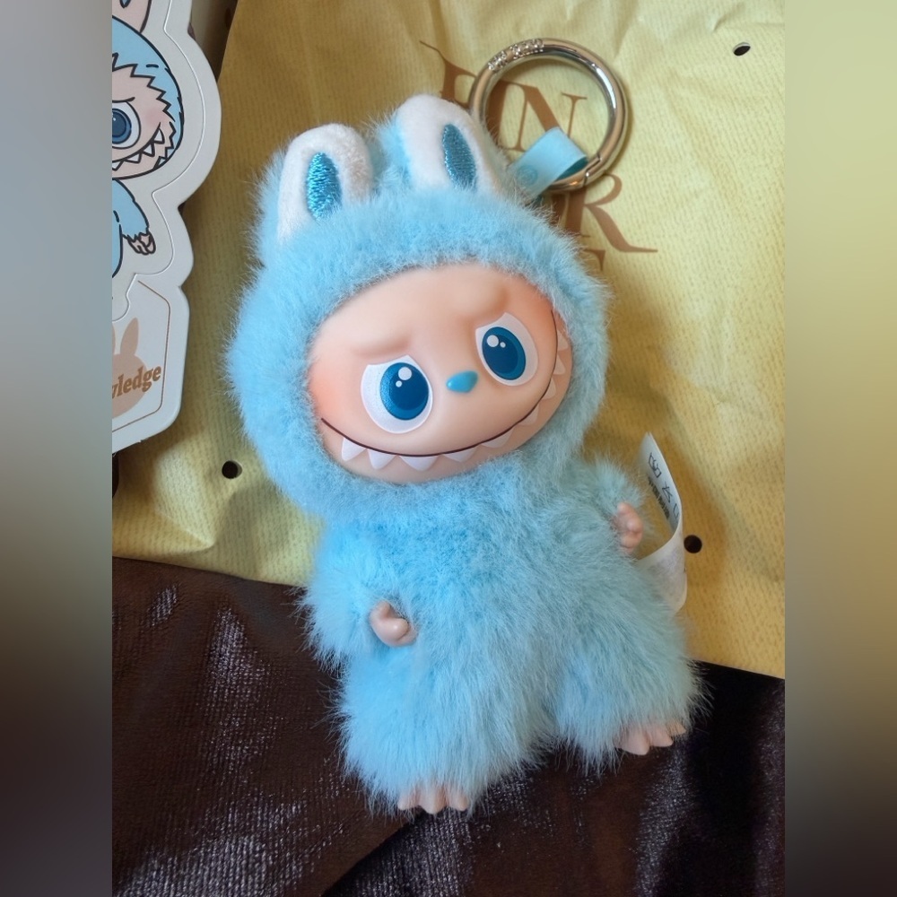 Labubu PIN FOR LOVE Letter “ K “ Key chain Charm light Blue color Pop Mart NEW - Picture 3 of 13